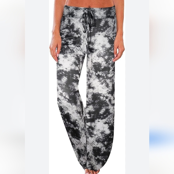 Black and White Tie-Dye Lounge Pants, Size L - Picture 1 of 10